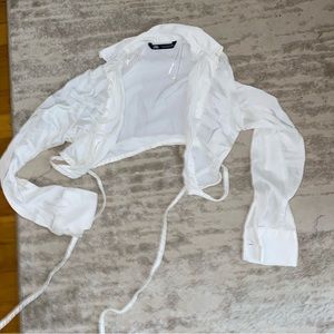 Zara long sleeve crop top button up with tie